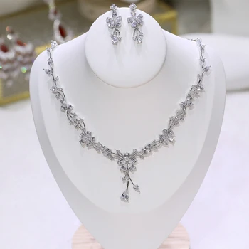 

Fashion Bridal Zircon Necklace Set Women's Jewelry Set Nigeria CZ Crystal Wedding X-0008