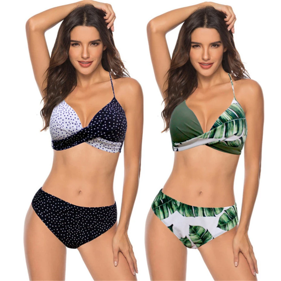 push up cross halter bikini