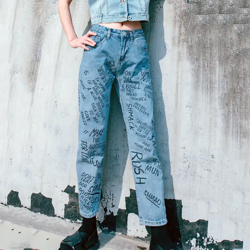 letter print jeans
