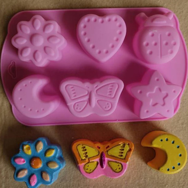 DIY Handmade Silicone Soap Mold 6 Different Shapes Chocolate Biscuit