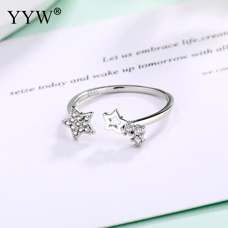 925 пробы, серебряное женское кольцо, кубический цирконий, звезда, серебряный цвет, Anillos Mujer, обручальное кольцо, элегантное кольцо, подарки, американские кольца, Размер 5