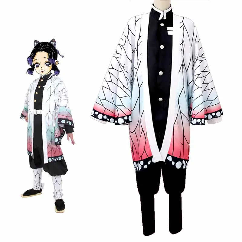 Кимоно Kochou Shinobu для косплея: Kimetsu no Yaiba униформа Helloween carnival Рождественская
