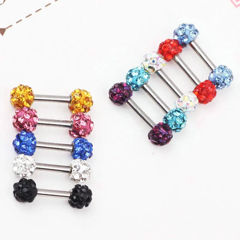 

1pair Crystal Earring Stud Shamballa Stainless Steel Barbell Earring Stud Fashion Jewelry 11Color for Woman Gift