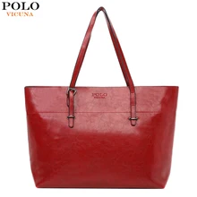 VICUNA POLO Повседневная OL кожаная женская сумка простой классический дизайн большой размер сумки на плечо для женщин сумки-тоут женская сумка