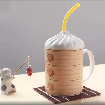 

Studyset 400ML Cartoon Steamed Buns Shape Mug Water Cup for Office Tea Drinking