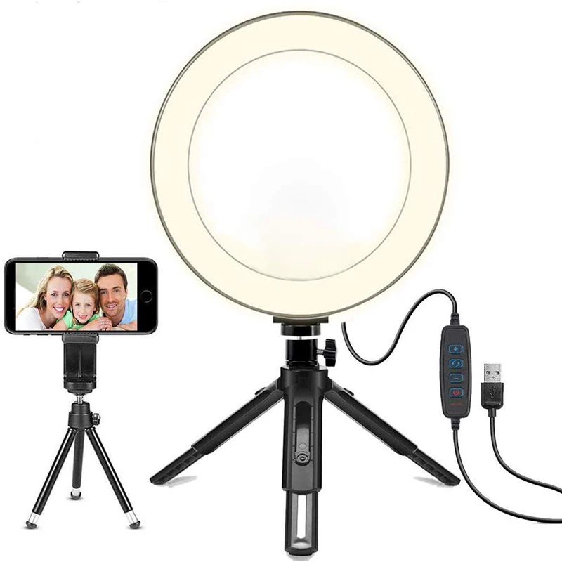 10 inch Selfie Ring Light with Tripod Stand Cell Phone Holder for Live Stream Makeup 3 Color Lighting Mode Kit LED Vanity Lamps | Лампы и