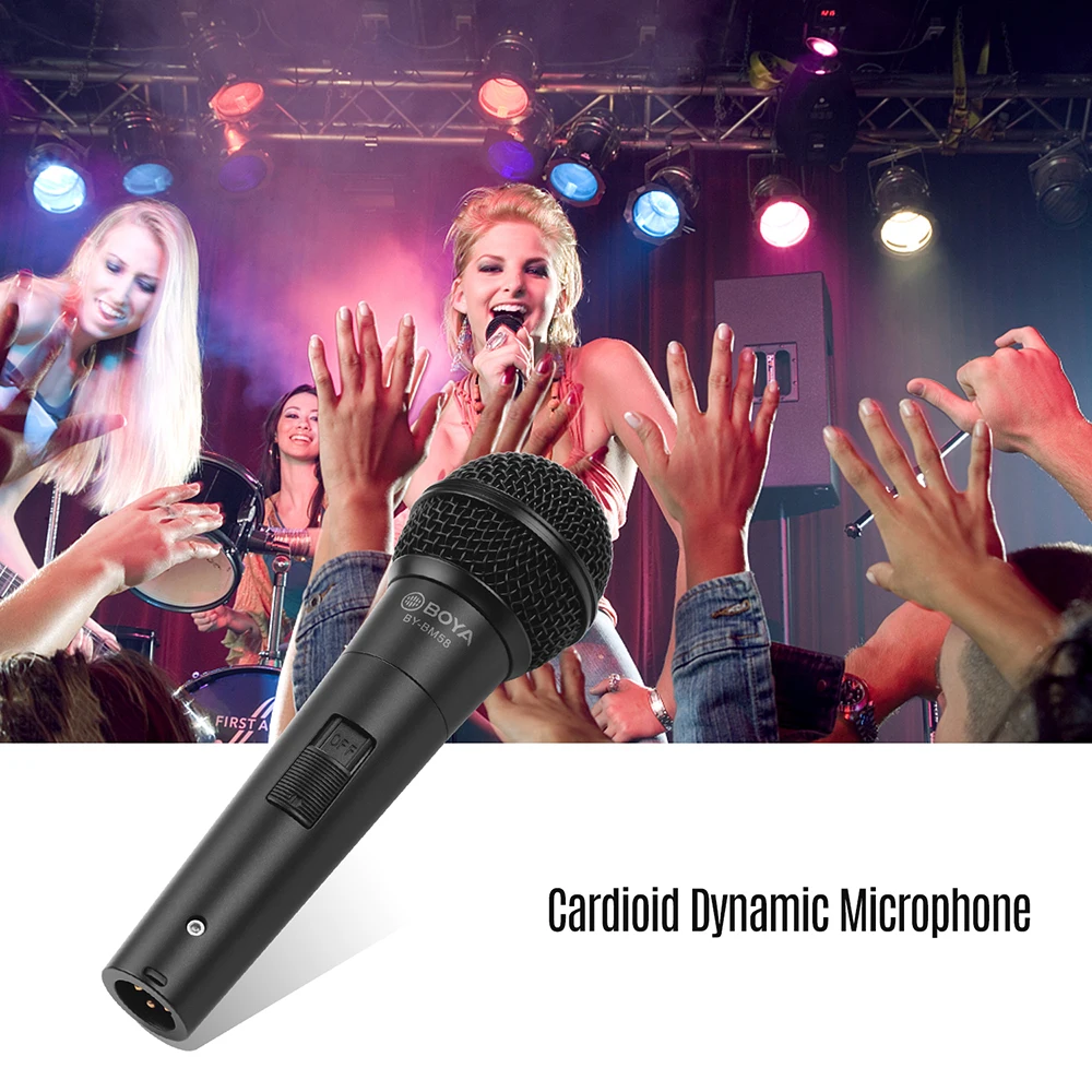 BOYA BY-HM2 BM58 BM-57 HM2 Microphone Cardioid Dynamic Vocal Microphone for Karaoke Singing Stage with 5.0m XLR Cable live AV