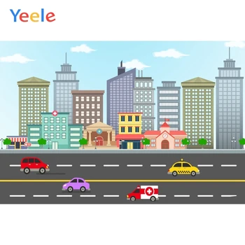 

Yeele Painting Decor Portrait City Building Traffic Photography Backdrops Personalized Photographic Backgrounds For Photo Studio