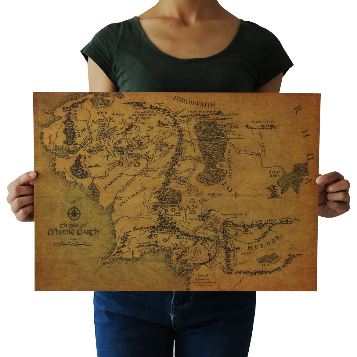 The Lord of The Rings MIDDLE EARTH MAP Vintage Kraft Paper Movie Poster School Office Decor Globe World Map Art Retro Prints The Lord of The Rings MIDDLE EARTH MAP Vintage Kraft Paper Movie Poster School Office Decor Globe World Map Art Retro Prints