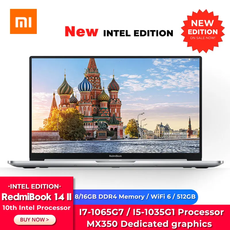 Оригинальный ноутбук Xiaomi RedmiBook 14 II Intel Core i7-1065G7/i5-1035G1 NVIDIA MX350 8 ГБ/16 ГБ DDR4 512 SSD Windows 10 PC