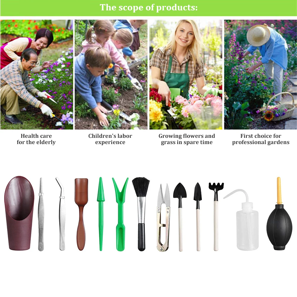 9Pcs Garden Yard Plant Flower Care Hand Tools Gardening Plant Tool Set w/ Case 