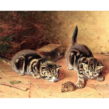 

Full Round 5D Diy Diamond Painting Cute Cat Diamond Embroidery Animal Digital Stickers Cross Stitch Home Decoration
