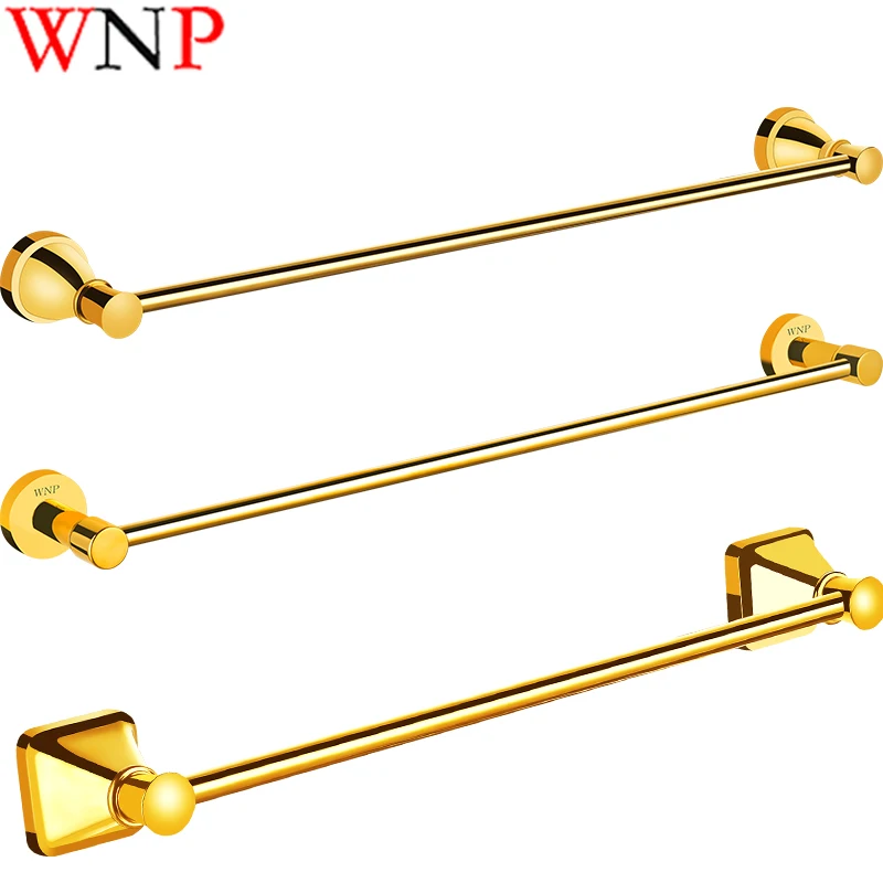 

WNP Gold Titanium Polished Single Towel Rack Different Style Wall Mounted Bathroom Hardware