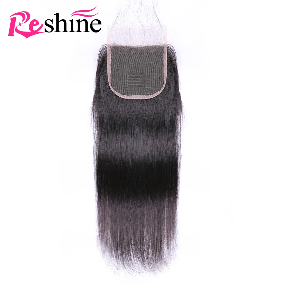 RESHINE волосы перуанские прямые 3/4 пучки с закрытием человеческие Remy 3 пучка