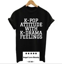 Женская футболка с надписью BTS Футболка Kpop K-pop Attituof K-drama хлопковая Повседневная