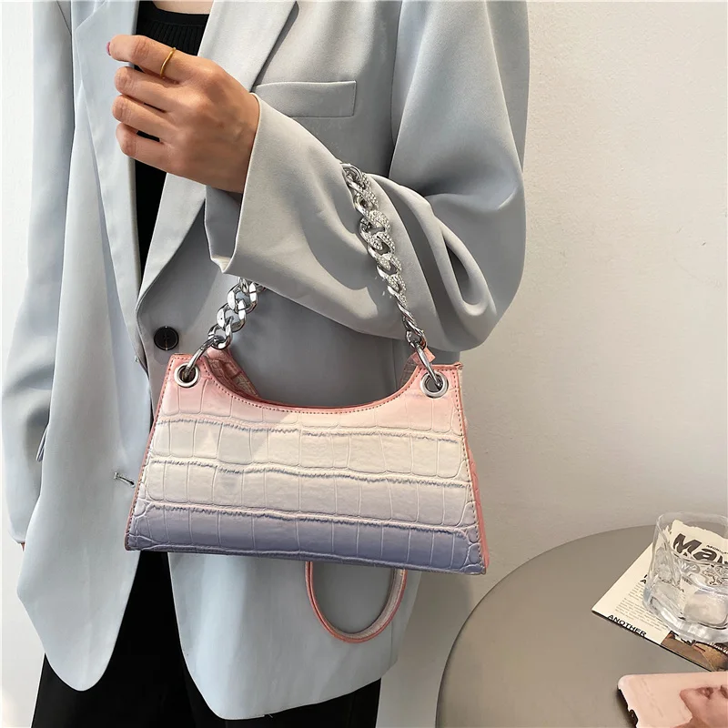Gradiente cor bolsa de ombro para mulher