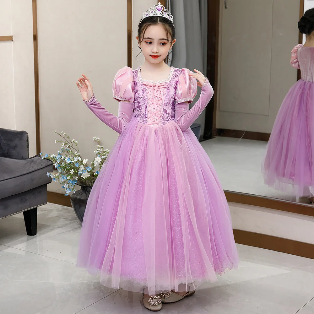 Fantasia Infantil Vestido Princesa Sofia Rapunzel Par Luvas e