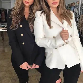 

Hirigin 2019 Hot Blazer Women Autumn Slim Blazers Formal Work Office Ladies Casual Solid Button Pockets Female Blazer Fashion
