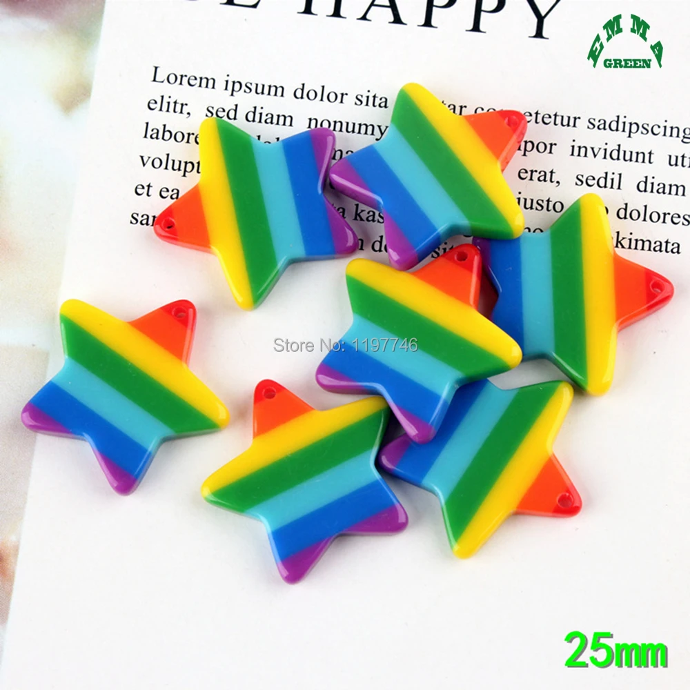 Rainbow Star stripes 10pcs 25mm Slime Charms Resin Plasticine Accessories Bead Lizun Making Supplies for DIY Scrapbooking Crafts | Украшения