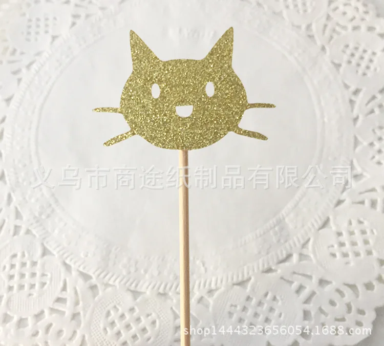 Европа и Америка хит продаж креативный милый кот торт Вставка карты День рождения бумага для кошки торт флаг производители оптом
