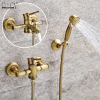 Bathroom Bamboo Bath Shower Faucets Set Bathtub Faucet Water Mixer Crane Tap Antique Bronze Finished with Hand Shower EL740 1