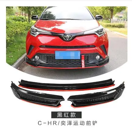 Для Toyota CHR C-HR- передний бампер диффузор протектор обвес бампер Передняя Лопата для губ задний спойлер черный/красный цвет - Цвет: black red