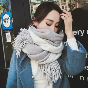 

Autumn and winter new solid color imitation cashmere scarf women thickened tassel warm soft shawl versatile fashion bib A272