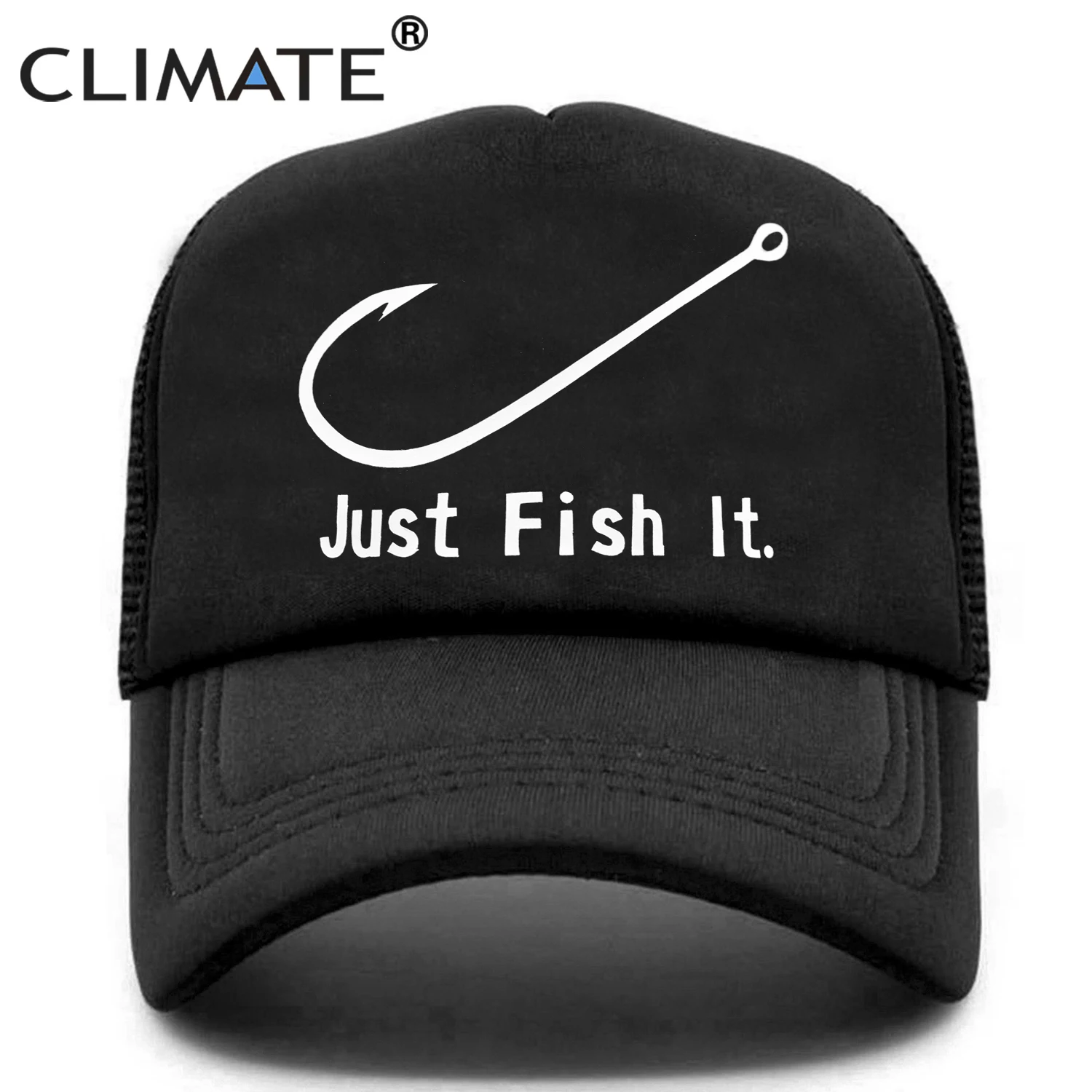 CLIMATEFishingCapFishHookTruckerCapJustFishItCapMenFunny