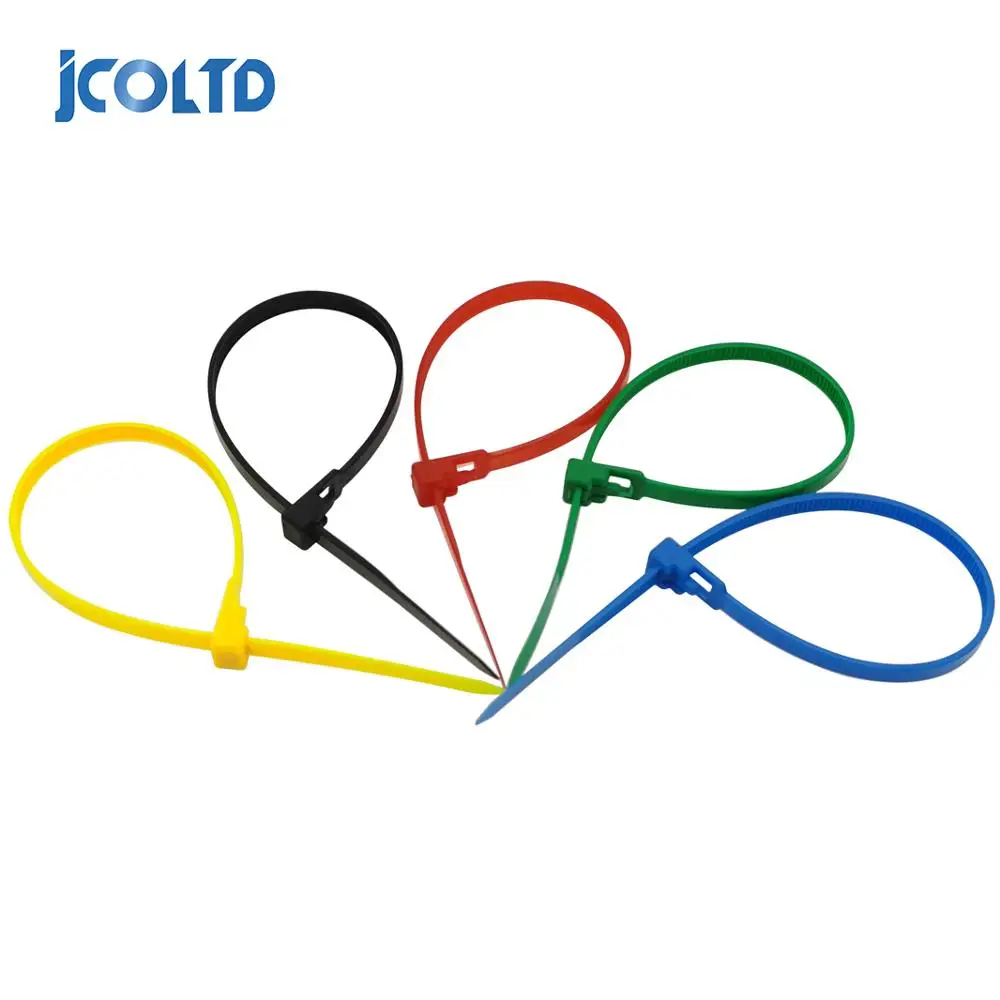 5*200mm Releasable Cable Tie Colored Plastics Reusable Loop Wrap Nylon Zip Ties Bundle Ties