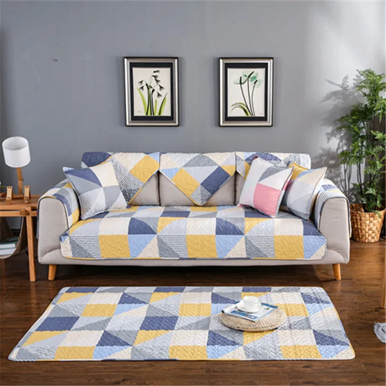 

Cotton Printed Washing Sofa Mat Modern Minimalist American-Style 3-Person Seat Cushion Four Seasons Universal
