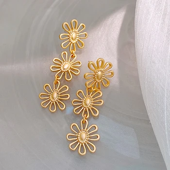 

Korean Elegant Yellow Flower Petal Tassel Drop Earrings For Women Students Fashion Party Pendientes Jewelry
