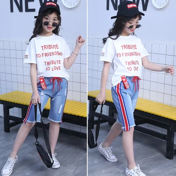 

2020 Boys And Girls Summer Suits New Children'S Clothing Big Boys Short Sleeve English Alphabet T-Shirt Two-Piece Suit