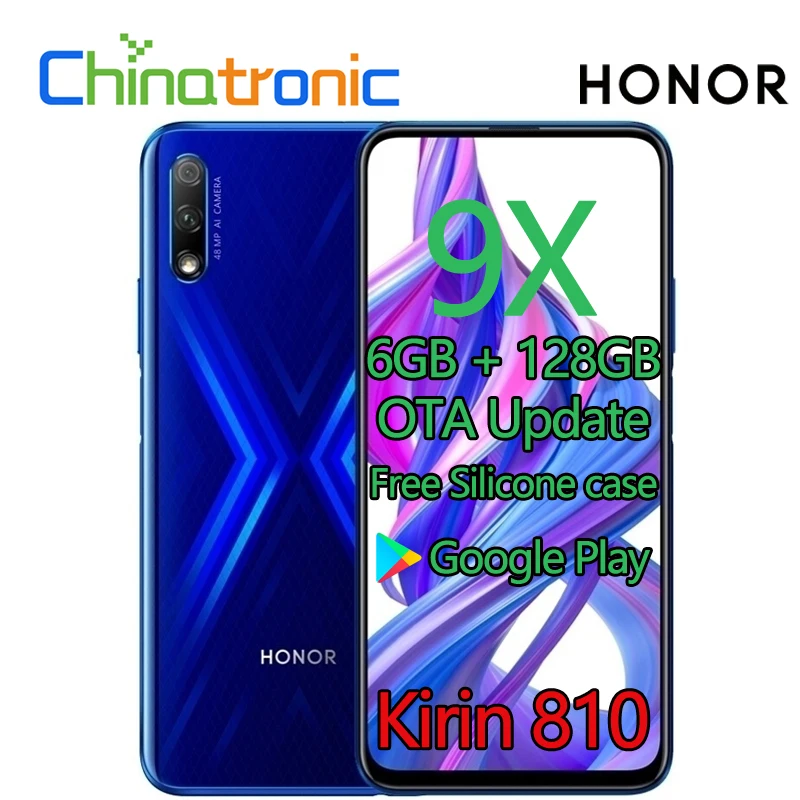 Новинка оригинальный Honor 9X 9X6 ГБ 128 GPU Turbo мобильный телефон Kirin 810 7 нм Восьмиядерный