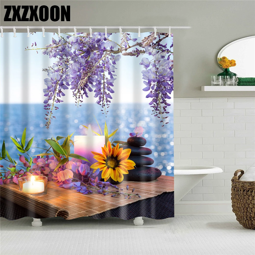

Old Building Landscape Scenery Print Shower Curtain Bathroom 3D Blackout Shower Curtain Large 180x200cm for Bathroom Curtain