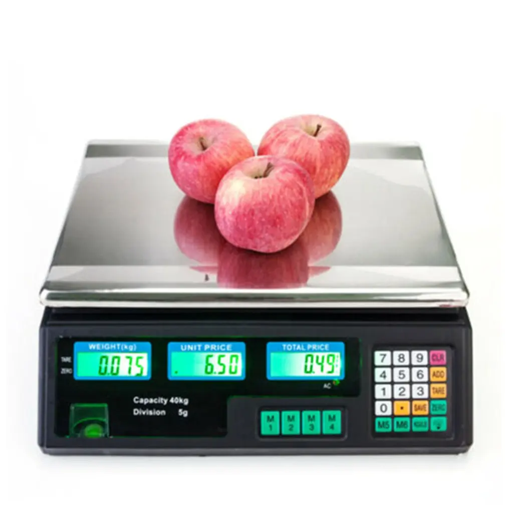 Английская версия электронные весы с подсчетом цены Электронные платформенные весы электронные весы для овощей и фруктов Кухня весы 40 кг