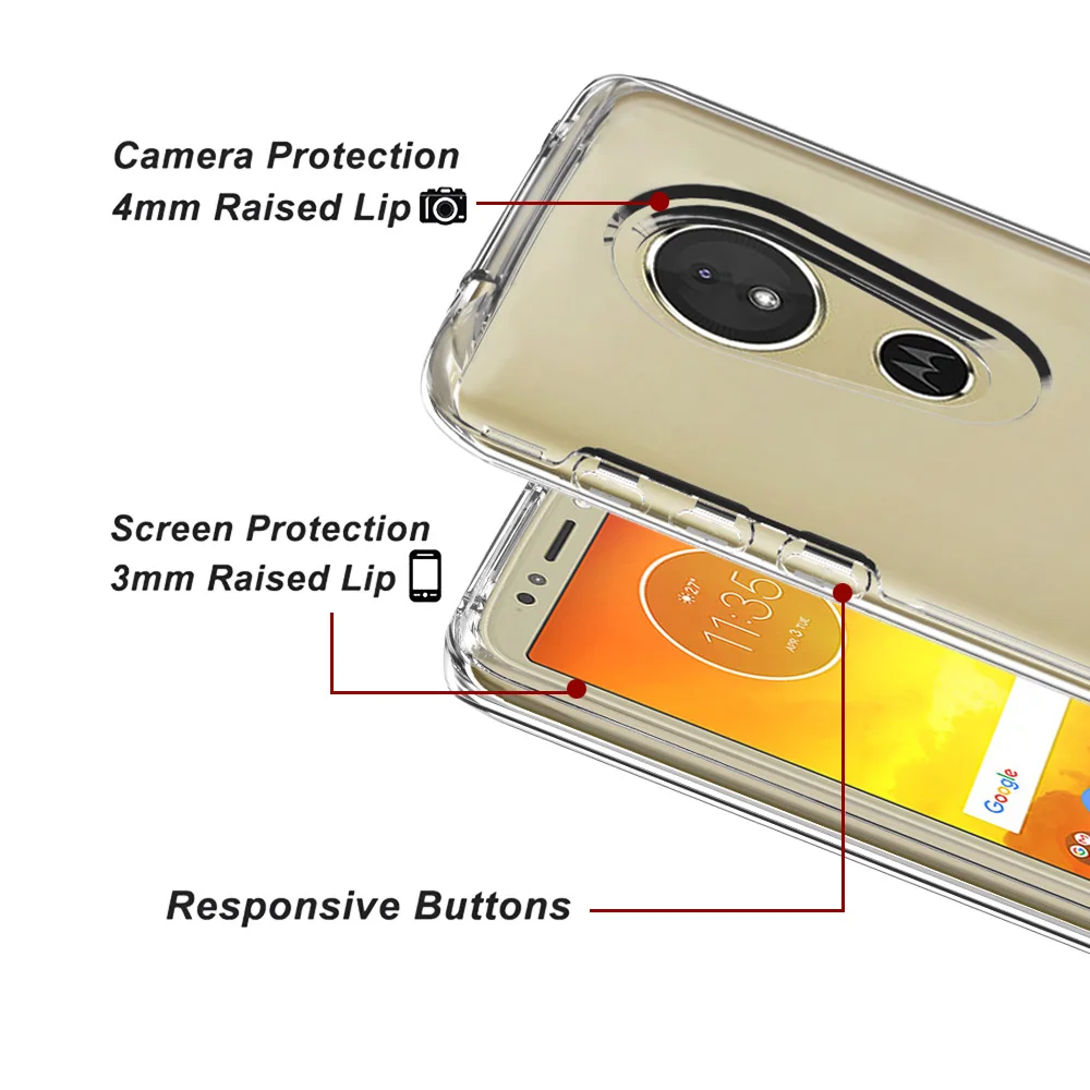 Transparent Funda For Motorola Moto E5 G6 Play Case 2 in 1 Soft TPU Hard PC 3