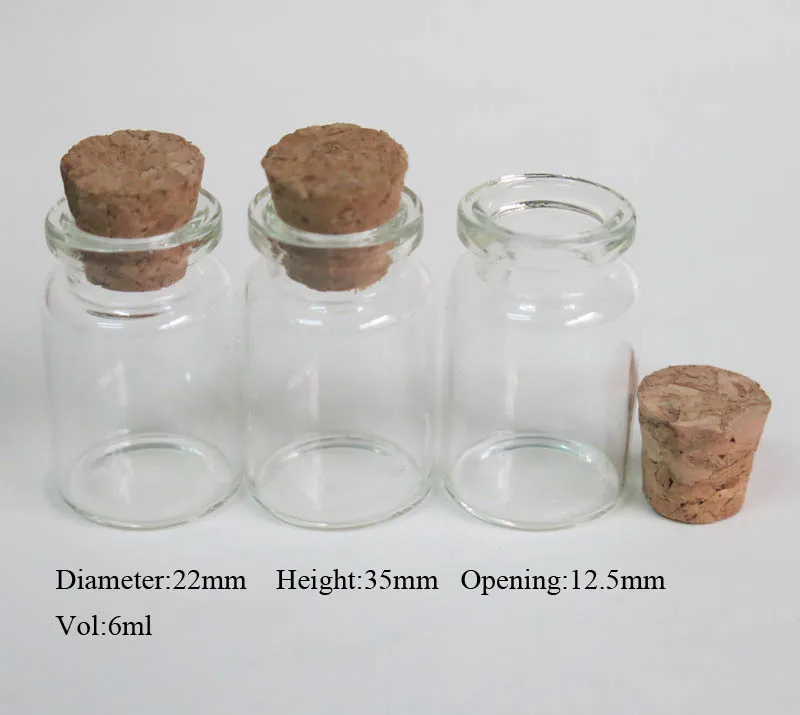 6ml 5 шт. пустые стеклянные банки, пробковые пробки, украшения, сделай сам, маленькие дешевые мини контейнеры, флаконы для сообщений, популярные флаконы, декоративные бутылки - Цвет: 6ml