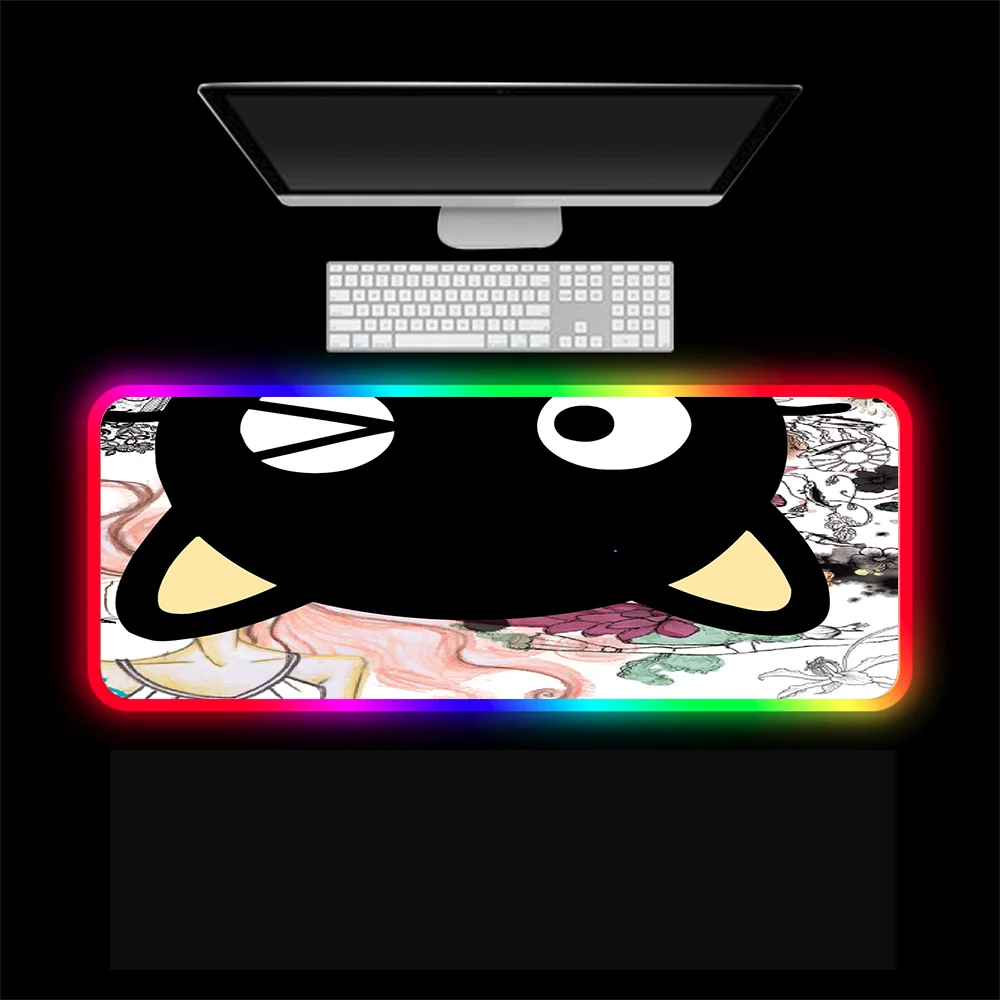 Cute Cartoon Cat Hd Wallpaper Rgb Player Mouse Pad Led Backlight Laptop  Gaming Accessories Keyboard Xxl Gaming Mouse Pad Desks - Mouse Pads -  AliExpress