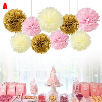 

9pcs Paper Flower Balls Ceiling Hanging Decorations Wedding Baby Shower Birthday Party Decorations HUG-Deals