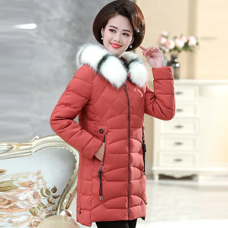 

Middle-aged WOMEN'S Apparels Winter New Style down Jacket Cotton-padded Clothes Mid-length 40-Year-Old 50 Middle-aged Women Dres