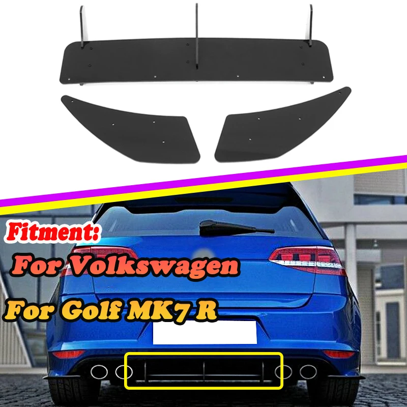 

High Quality Car Rear Bumper Diffuser Rear Bumper Protector Rear Side Splitters Spoiler Lip For VW Golf MK7 R Black