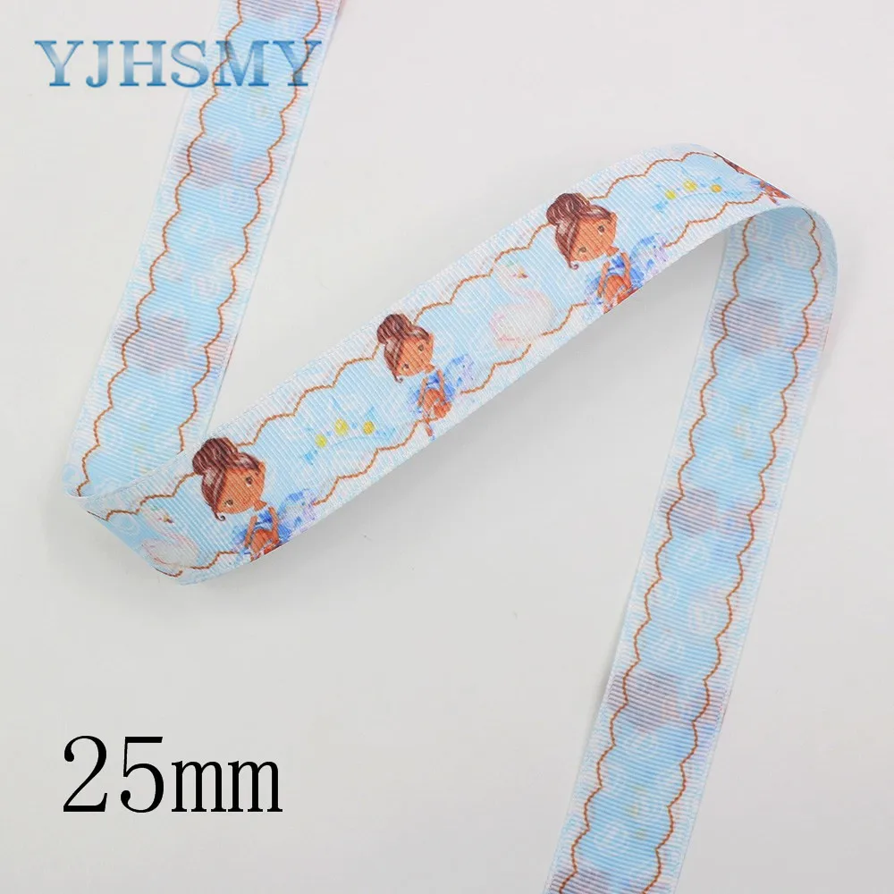 I-191123-2619 YJHSMY I-191123-2615, 25 мм 10 ярдов двухсторонний мультфильм девушка корсажные ленты, лук Кепка, одежда, украшения для вечеринки сделанные своими руками - Цвет: I-191123-2619
