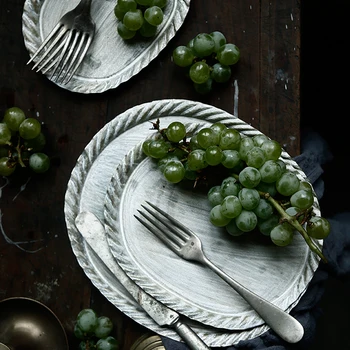 

Countryside Handmade zinc vintage metal Serving Trays Retro storage tray decoration tray Dessert Fruit Cake Bread Snack Plate
