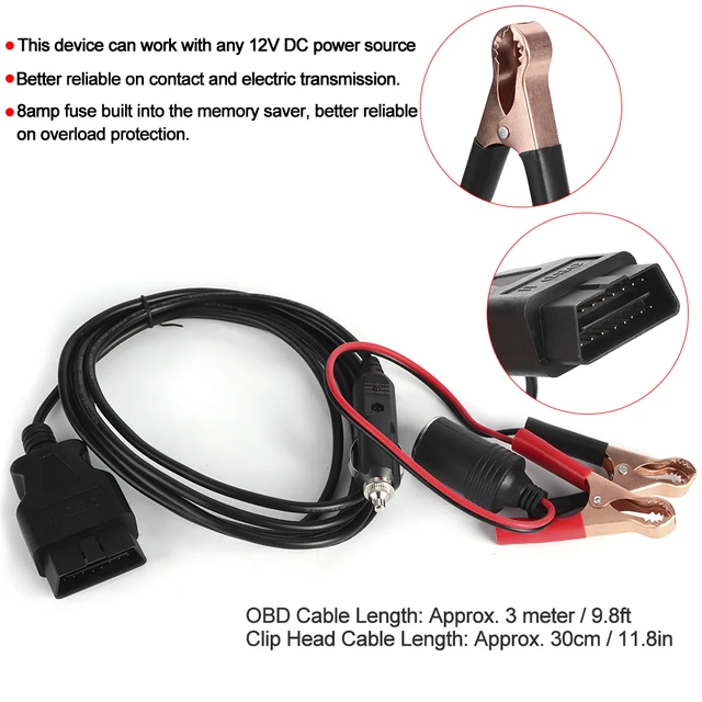 Autobatterie clip Not strom versorgungs kabel Ecu Memory Saver Auto  Verlängerung buchse Batterie Überbrückung kabel Araba Aksesuar - AliExpress