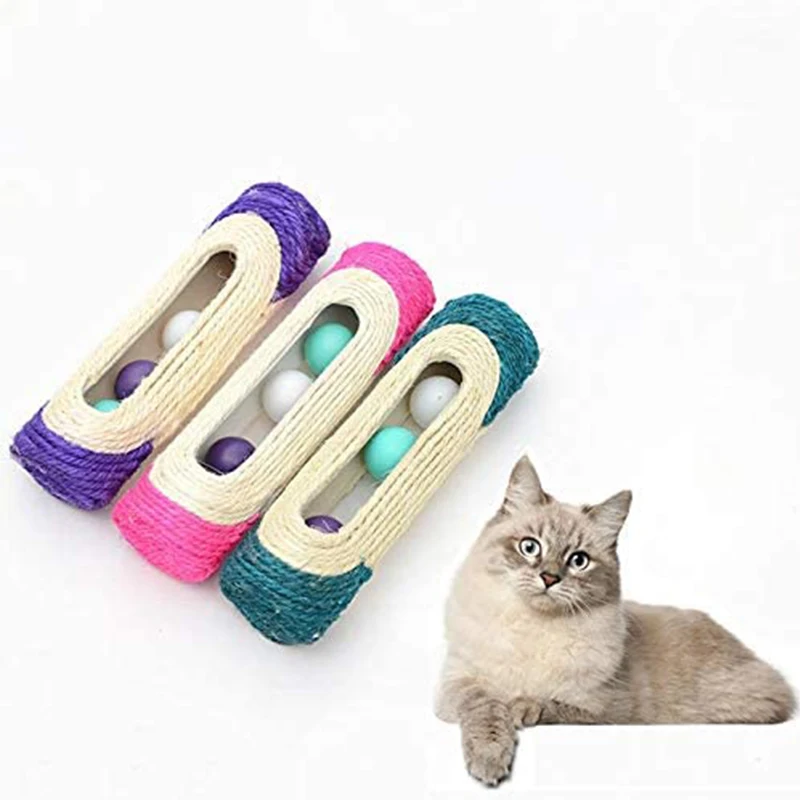 

Pet Cat Toy Scratcher Rolling Tunnel Sisal 3 Ball Trapped Toys for Funny Cat Interactive Training Scratching Toys