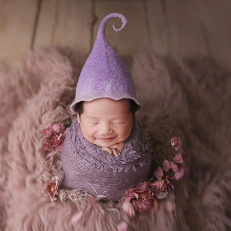 Реквизит для фотосъемки новорожденных; детская шапка; Elfin Hat; Изящные милые детские шляпы для фотосъемки; аксессуары для детской фотосъемки; шерстяные фетровые шляпы ручной работы