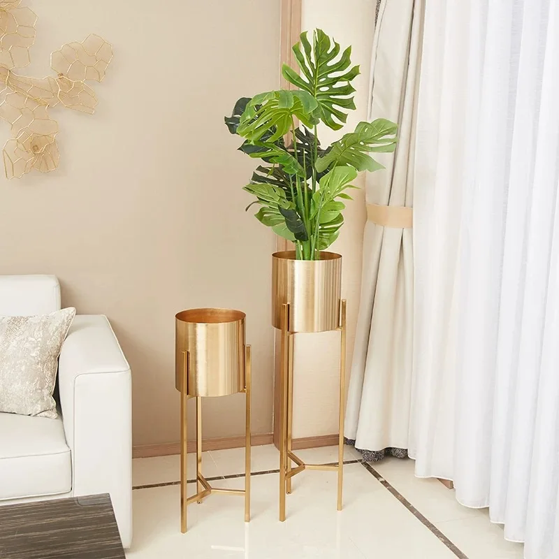 

European Gold Large Vase Decoration Home Decorations Floor Simple Modern American Furniture Flower Pot Plant Pot