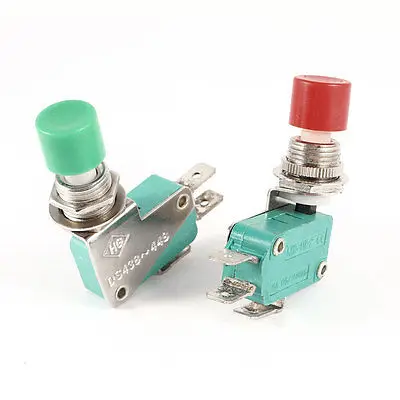 

2 Pcs DS438-448 Red Green SPDT Micro Push Button Switch 16A 125/250V AC