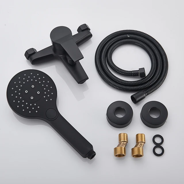 Rubinetto per doccia nero opaco Montaggio a parete Rubinetto per doccia per bagno Rubinetto per vasca Miscelatore per doccia Valvola miscelatrice Valvola di controllo 6