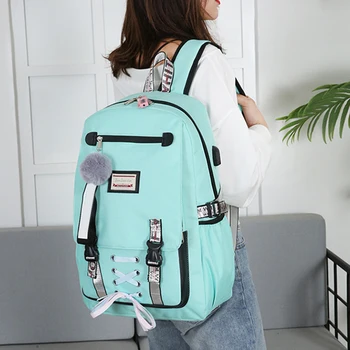 

Fashion Laptop Backpack Casual Travel Anti-Theft Women Knapsack Waterproof School Bags For Teenagers Girls